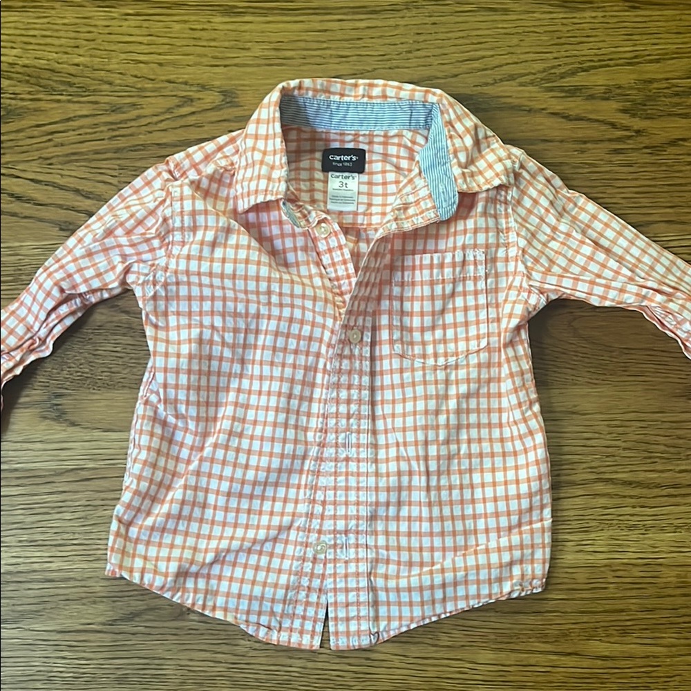 Carter's Orange button down orange check Shirt